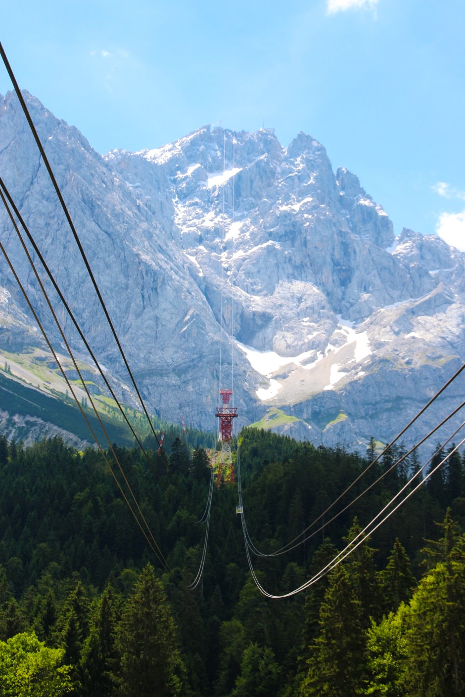 The cable car ride up to Zugspitze, the tallest mountain in Germany. Bavaria, 2015