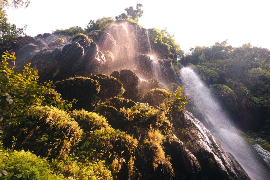 ​A view of an unnamed waterfall outside of Rishikesh, India. 
